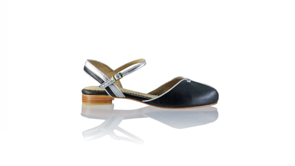 Leather-shoes-Agnes 20mm Flat - Black and silver-sandals flat-NILUH DJELANTIK-NILUH DJELANTIK