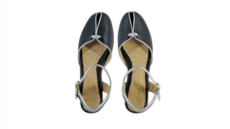 Leather-shoes-Agnes 20mm Flat - Black and silver-sandals flat-NILUH DJELANTIK-NILUH DJELANTIK