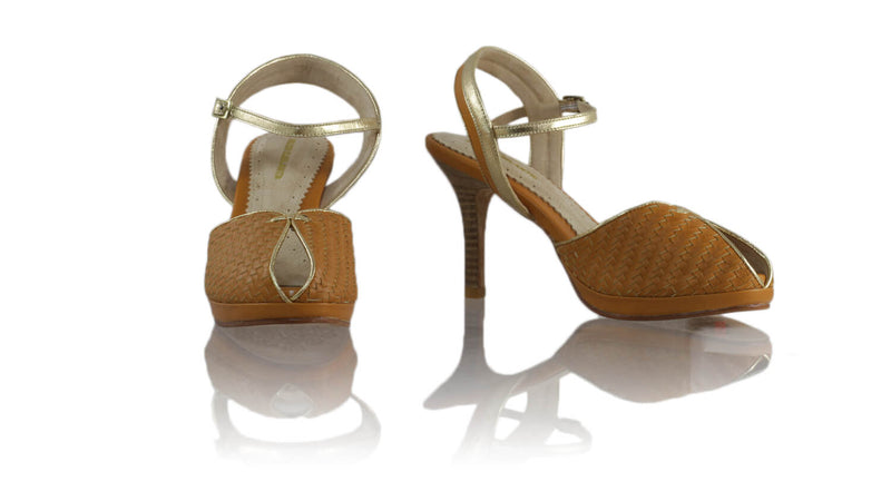 Leather-shoes-Agnes Woven 90MM SH PF - Camel & Gold-pumps highheel-NILUH DJELANTIK-NILUH DJELANTIK