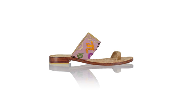Leather-shoes-Arini 20mm Flat - Nude & Lavender Songket-sandals flat-NILUH DJELANTIK-NILUH DJELANTIK
