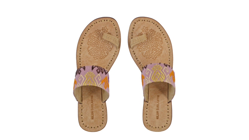 Leather-shoes-Arini 20mm Flat - Nude & Lavender Songket-sandals flat-NILUH DJELANTIK-NILUH DJELANTIK