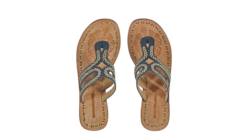 Leather-shoes-Arrah 20mm Flat - Navy Blue & Gold-sandals flat-NILUH DJELANTIK-NILUH DJELANTIK