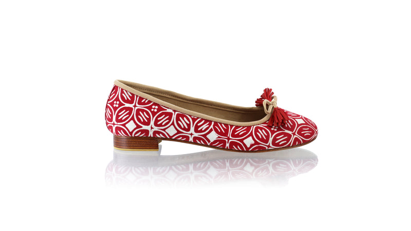 Leather-shoes-Sasha 20mm Ballet - Red Batik Motif Kawung-flats ballet-NILUH DJELANTIK-NILUH DJELANTIK