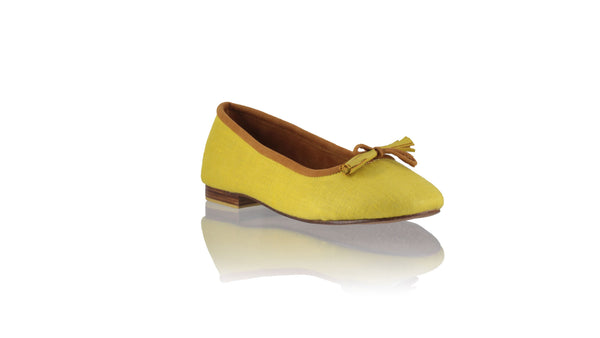 Leather-shoes-Sasha 20mm Ballet - Yellow Lime Linen-flats ballet-NILUH DJELANTIK-NILUH DJELANTIK