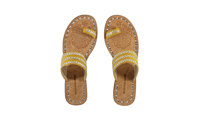 Leather-shoes-Merauke 20mm Flat - Mustard & Silver-sandals flat-NILUH DJELANTIK-NILUH DJELANTIK