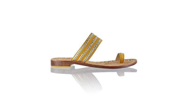 Leather-shoes-Merauke 20mm Flat - Mustard & Silver-sandals flat-NILUH DJELANTIK-NILUH DJELANTIK