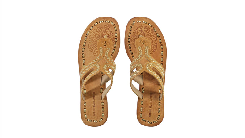 Leather-shoes-Arrah 20mm Flat - Tan & Gold-sandals flat-NILUH DJELANTIK-NILUH DJELANTIK