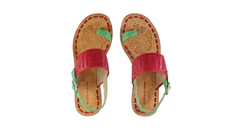Leather-shoes-Prana 35mm Wedge - Red & Green-sandals wedges-NILUH DJELANTIK-NILUH DJELANTIK