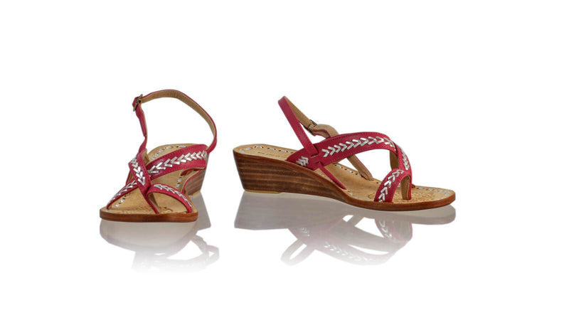 Leather-shoes-Romance 35mm Wedges - Fuschia & Silver-sandals wedges-NILUH DJELANTIK-NILUH DJELANTIK