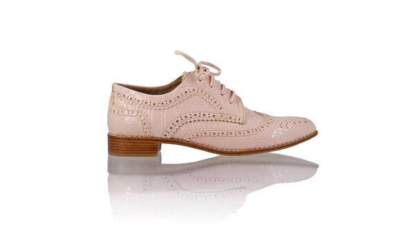 Mika 25mm Flat - Baby Pink Croco Faux Leather