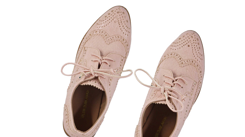 Mika 25mm Flat - Baby Pink Croco Faux Leather