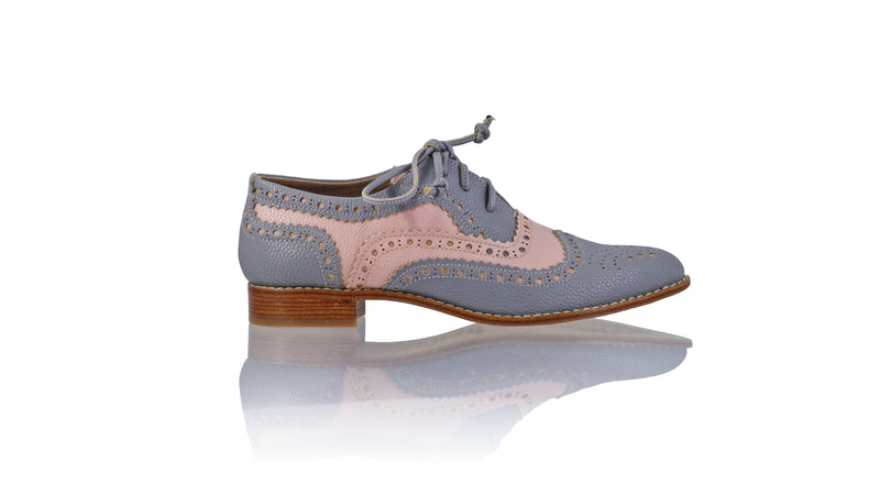 Pedro 25mm Flat - Grey & Soft Pink Faux Leather