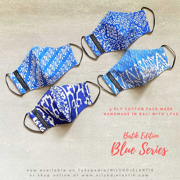 Leather-shoes-Batik 3 PLY cotton mask Set BLUE SERIES-Accessories-NILUH DJELANTIK-NILUH DJELANTIK