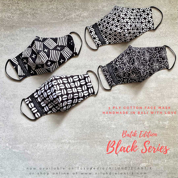 Leather-shoes-Batik 3 PLY cotton mask Set BLACK SERIES-Accessories-NILUH DJELANTIK-NILUH DJELANTIK