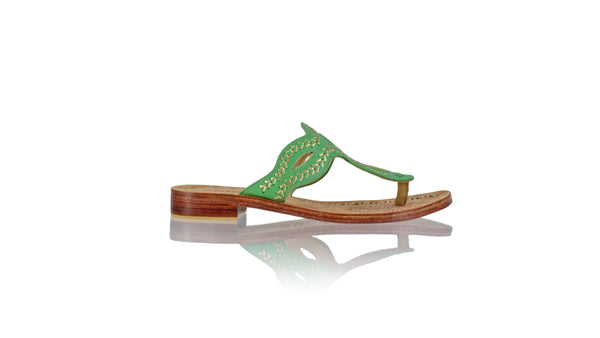 Leather-shoes-Africa 20mm Flat - Green & Gold-sandals flat-NILUH DJELANTIK-NILUH DJELANTIK