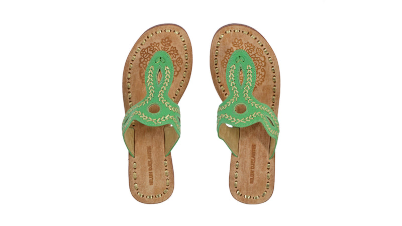 Leather-shoes-Africa 20mm Flat - Green & Gold-sandals flat-NILUH DJELANTIK-NILUH DJELANTIK