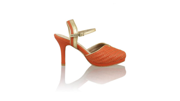 Leather-shoes-Agnes Woven 90mm SH-01 PF - Orange & Gold-pumps highheel-NILUH DJELANTIK-NILUH DJELANTIK