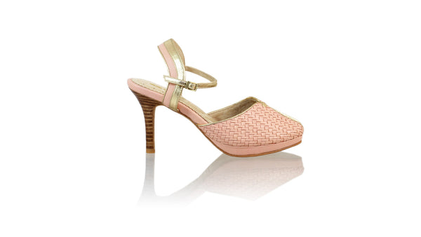 Leather-shoes-Agnes Woven 90mm SH PF - Soft Pink & Gold-pumps highheel-NILUH DJELANTIK-NILUH DJELANTIK