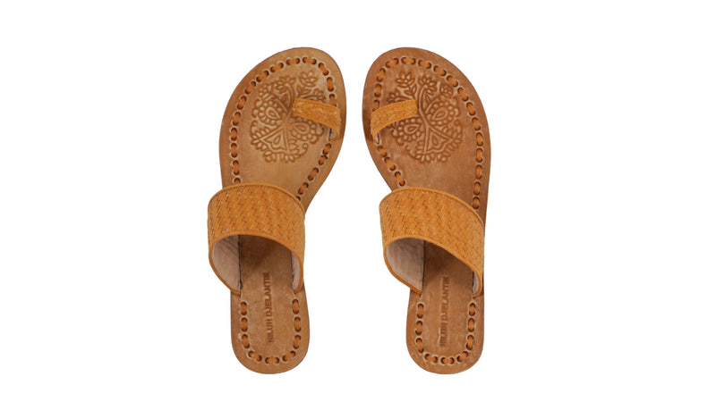 Leather-shoes-Arini 20mm Flat Woven - Camel-sandals flat-NILUH DJELANTIK-NILUH DJELANTIK