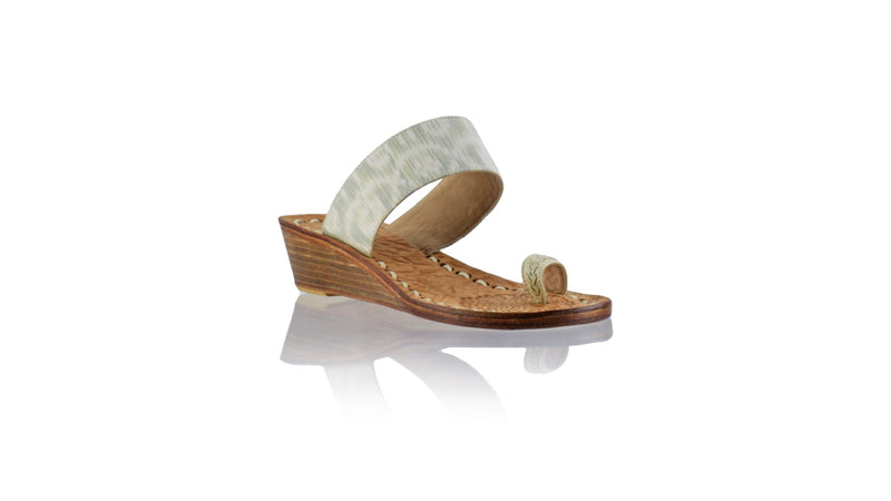 Leather-shoes-Arini 35mm Wedge - Cream & Green Alam Tenun-sandals Wedge-NILUH DJELANTIK-NILUH DJELANTIK