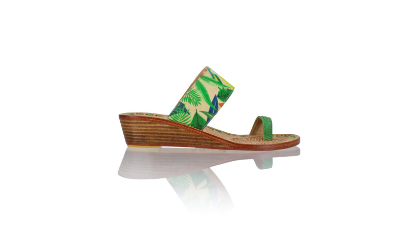 Leather-shoes-Arini 35mm Wedge - Green & Multi Color Forest-sandals Wedge-NILUH DJELANTIK-NILUH DJELANTIK