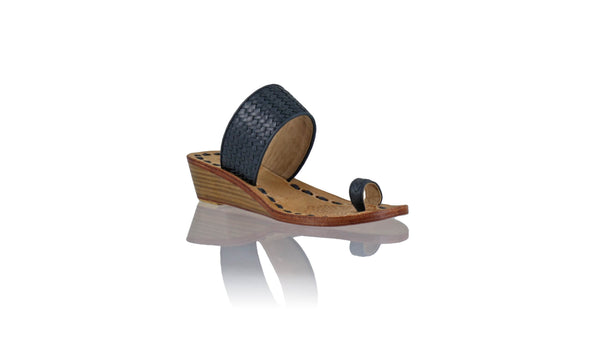 Leather-shoes-Arini 35mm Wedge Woven - Navy Blue-sandals Wedge-NILUH DJELANTIK-NILUH DJELANTIK