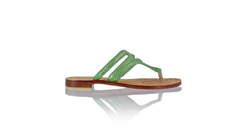 Leather-shoes-Arrah 20mm Flat - Green & Gold-sandals flat-NILUH DJELANTIK-NILUH DJELANTIK