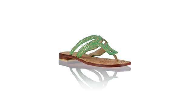 Leather-shoes-Arrah 20mm Flat - Green & Gold-sandals flat-NILUH DJELANTIK-NILUH DJELANTIK