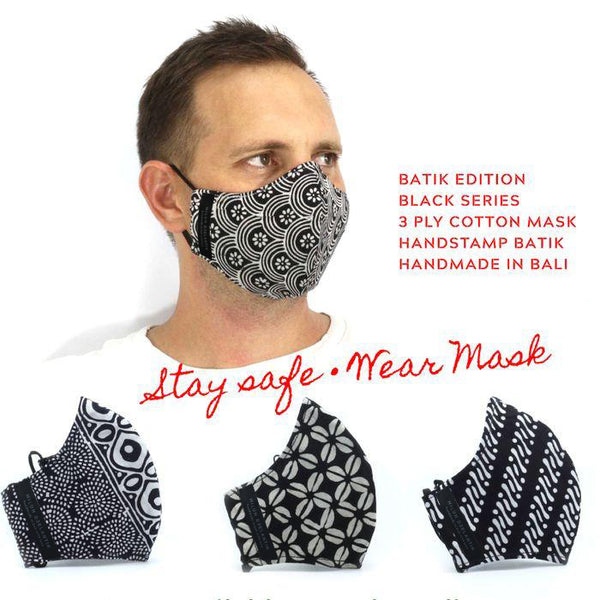 Leather-shoes-Batik 3 PLY cotton mask Set BLACK SERIES-Accessories-NILUH DJELANTIK-NILUH DJELANTIK