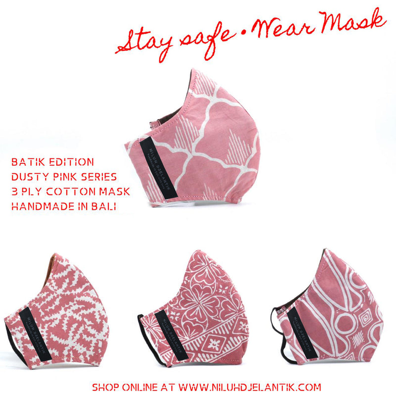 Leather-shoes-Batik 3 PLY cotton mask Set DUSTY PINK SERIES-Accessories-NILUH DJELANTIK-NILUH DJELANTIK