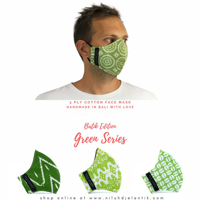 Leather-shoes-Batik 3 PLY cotton mask Set GREEN SERIES-Accessories-NILUH DJELANTIK-NILUH DJELANTIK