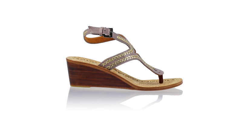 Agra 50mm Wedge - Taupe & Gold