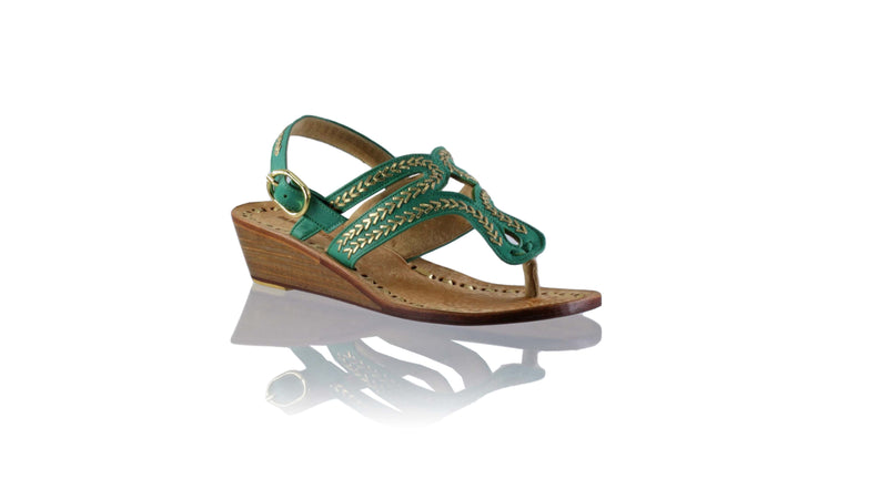 Leather-shoes-Emma 35mm Wedge - Emerald & Gold-sandals wedges-NILUH DJELANTIK-NILUH DJELANTIK