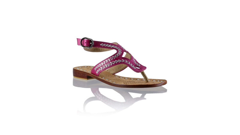 Leather-shoes-Agra 20mm Flats - Fuschia & Silver-sandals flat-NILUH DJELANTIK-NILUH DJELANTIK
