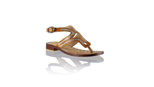 Leather-shoes-Agra 20mm Flats - Camel & Silver-sandals flat-NILUH DJELANTIK-NILUH DJELANTIK