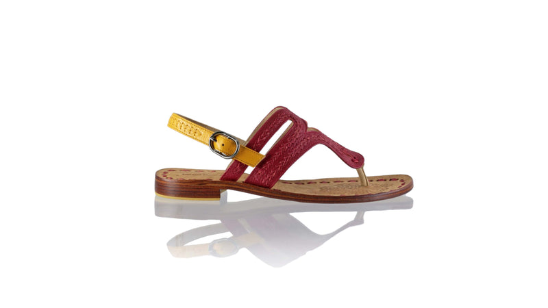 Leather-shoes-Emma 20mm Flat - Red Bkk & Mustard Bkk-sandals flat-NILUH DJELANTIK-NILUH DJELANTIK