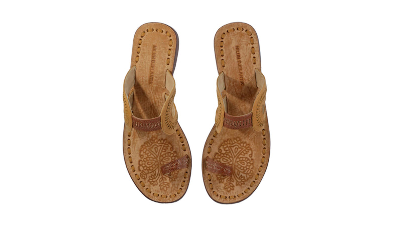 Leather-shoes-Andy 20mm Flat - Tan & Dark Brown-sandals flat-NILUH DJELANTIK-NILUH DJELANTIK