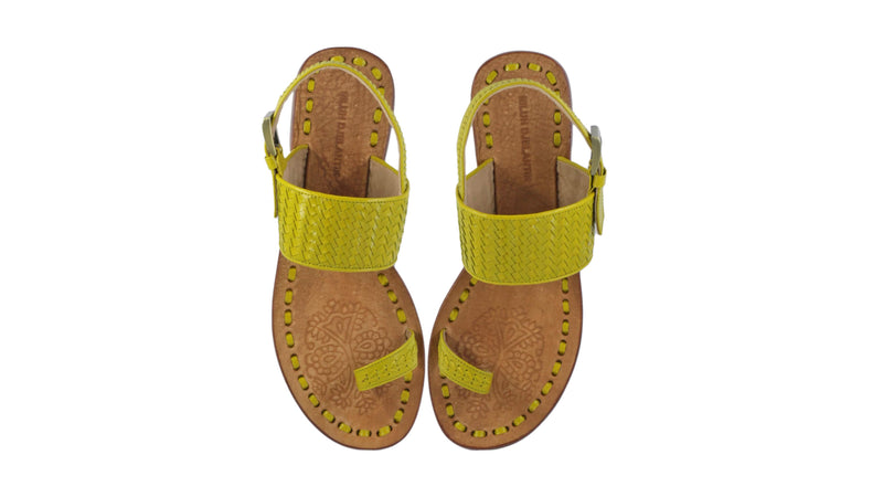Leather-shoes-Prana Woven 20mm Flat - Lime-sandals flat-NILUH DJELANTIK-NILUH DJELANTIK