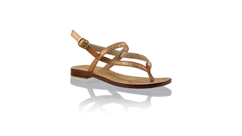 Leather-shoes-Papua 20mm Flat - Tan & Gold-sandals flat-NILUH DJELANTIK-NILUH DJELANTIK