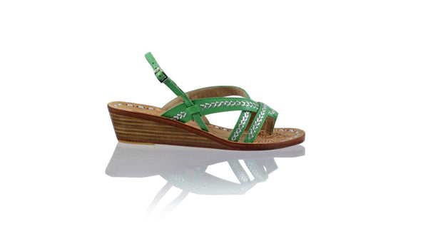 Leather-shoes-Edo 35mm Wedges - Green & Silver-sandals wedges-NILUH DJELANTIK-NILUH DJELANTIK