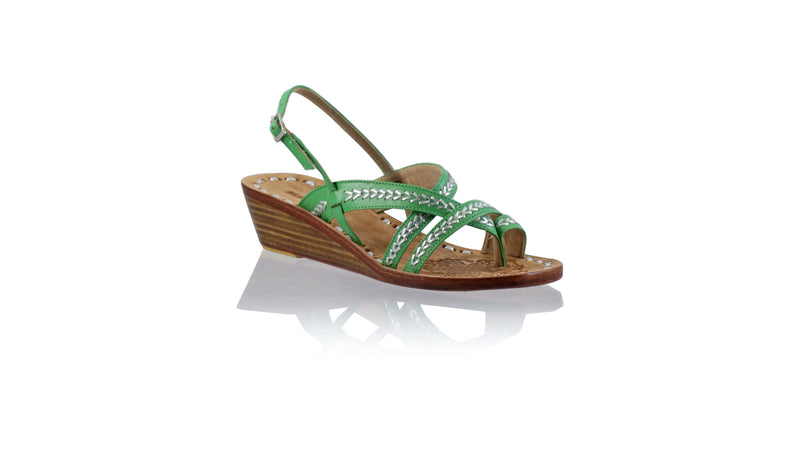 Leather-shoes-Edo 35mm Wedges - Green & Silver-sandals wedges-NILUH DJELANTIK-NILUH DJELANTIK