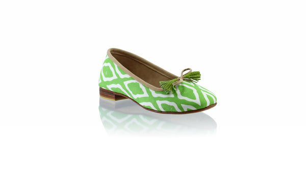 Leather-shoes-Sasha 20mm Ballet - Green Batik Motif Wajik-flats ballet-NILUH DJELANTIK-NILUH DJELANTIK