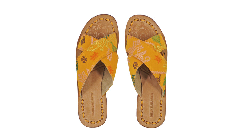 Leather-shoes-Ines 20mm Flat - Mustard Songket-sandals flat-NILUH DJELANTIK-NILUH DJELANTIK