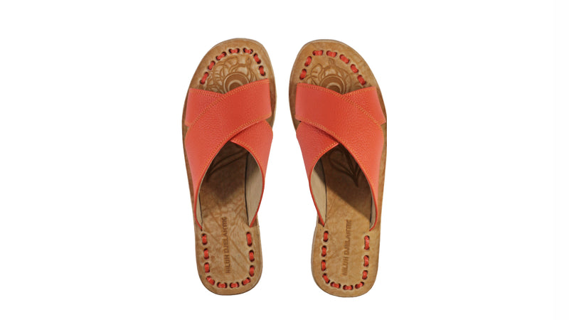 Leather-shoes-Ines 20mm Flat - Orange Bkk-sandals flat-NILUH DJELANTIK-NILUH DJELANTIK