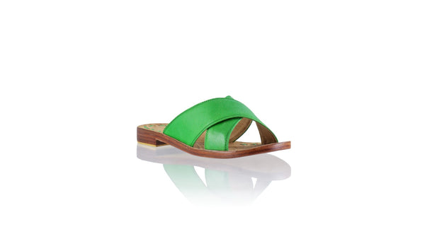 Leather-shoes-Ines 20mm Sulam Flat - Green-sandals Wedge-NILUH DJELANTIK-NILUH DJELANTIK