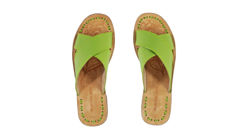 Leather-shoes-Ines 20mm Sulam Flat - Green Bkk-sandals Wedge-NILUH DJELANTIK-NILUH DJELANTIK