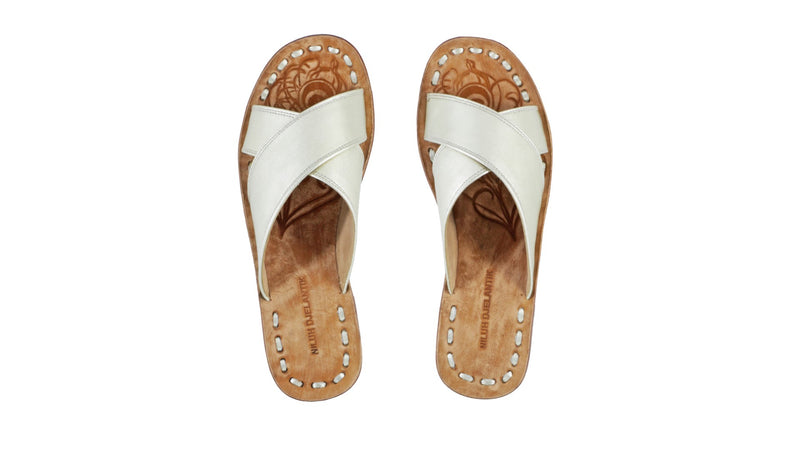 Leather-shoes-Ines 20mm Sulam Flat - Silver Bkk-sandals Wedge-NILUH DJELANTIK-NILUH DJELANTIK