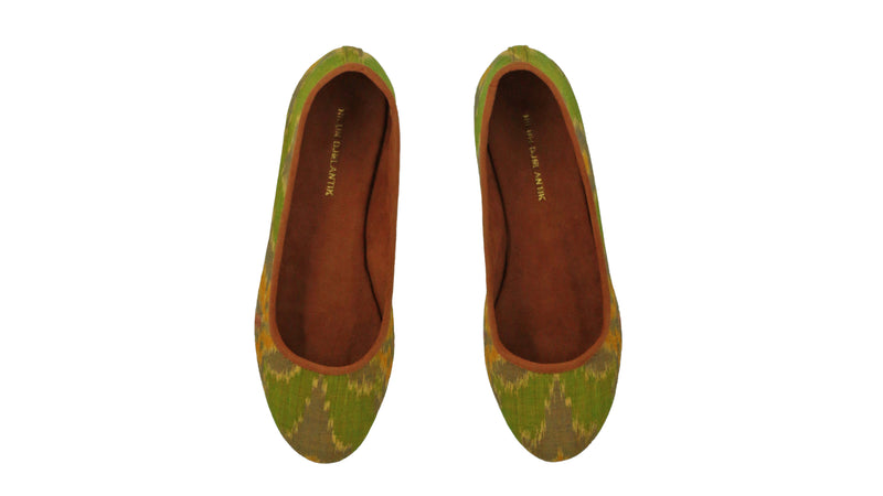 Leather-shoes-Kate 20mm Ballet - Lime Green Flower Endek MA-flats ballet-NILUH DJELANTIK-NILUH DJELANTIK