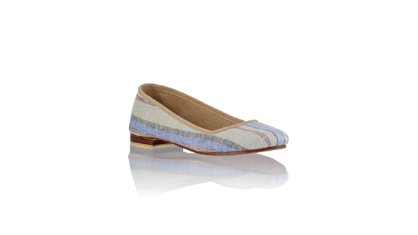 Leather-shoes-Kate 20mm Ballet - White & Blue Line linen-flats ballet-NILUH DJELANTIK-NILUH DJELANTIK
