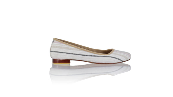 Leather-shoes-Kate 20mm Ballet - White & Moccha Line linen-flats ballet-NILUH DJELANTIK-NILUH DJELANTIK